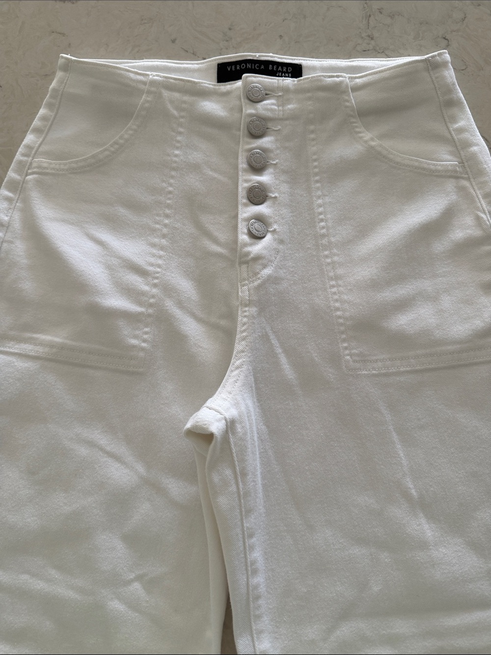Worn Once! Veronica Beard White Wide Leg Crosbie Crop Jean. - Picture 3 of 12